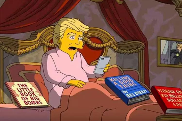 O episódio também brinca com o fato do presidente gostar dos jornais da Fox, canal no qual a série é transmitida - Foto: Os Simpsons l Divulgação