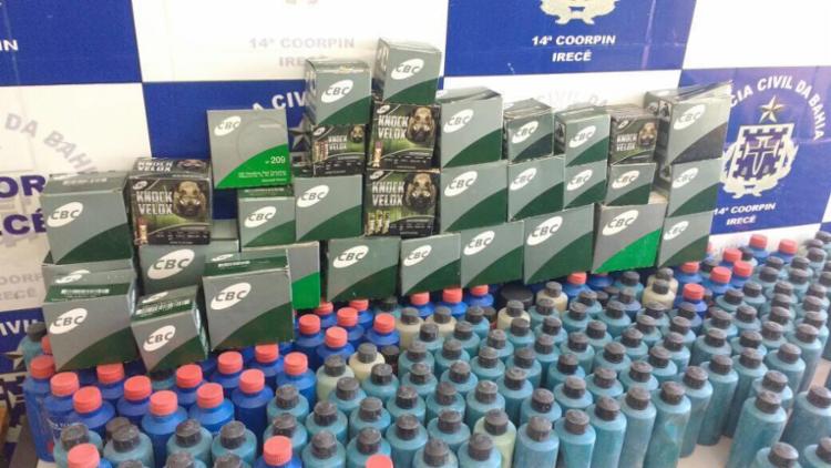 No local, foram encontrados mais de 1.200 muni&ccedil;&otilde;es, estojos, espoletas e caixas de p&oacute;lvora - Foto: Divulga&ccedil;&atilde;o | SSP