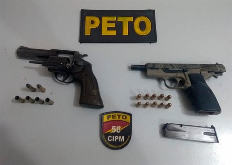   The suspects were with a pistol, a revolver and ammunition, which were seized - Photo: SSP | Suspicion of pistol, revolver and ammunition seized - Photo: SSP | Disclosure 