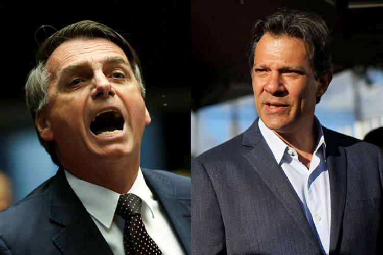 Resultado de imagem para fotos de bolsonaro x haddad