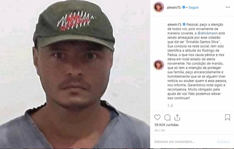 Alexandre Correa divulgou uma foto do rosto do suposto ameaçador e pediu aos internautas que ajudem a identificar a pessoa