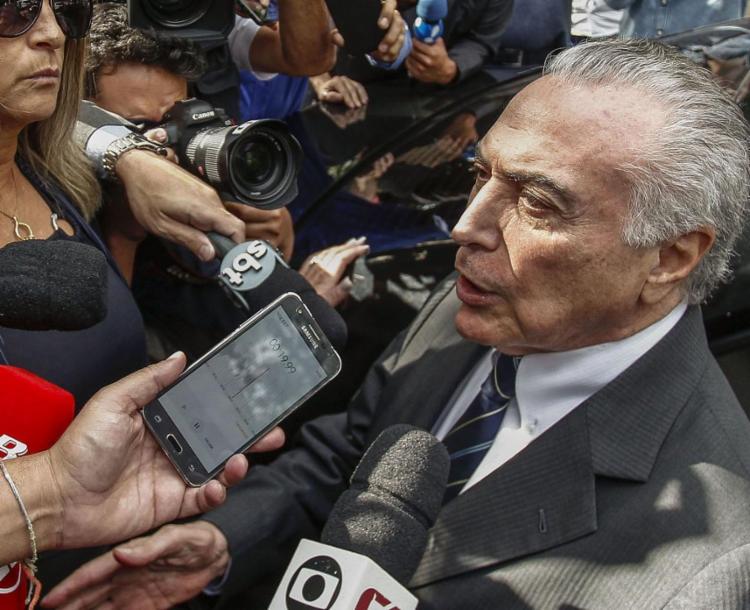 Ex-presidente Temer estava preso preventivamente por suspeita de desvios de recursos na obra da usina nuclear de Angra 3, no Rio de Janeiro - Foto: Miguel Scincariol l AFP Ex-presidente Temer estava preso preventivamente por suspeita de desvios de recursos na obra da usina nuclear de Angra 3, no Rio de Janeiro - Foto: Miguel Scincariol l AFP