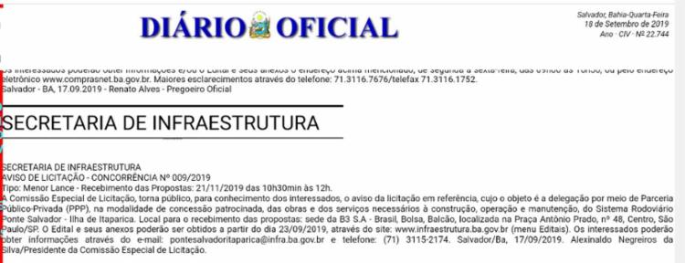 Publicação saiu nesta quarta-feira, 18
