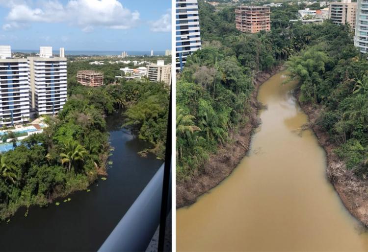 Fotos mostram o antes e depois da lagoa | Foto: Cidadão Repórter | A TARDE - Foto: Cidadão Repórter | A TARDE Fotos mostram o antes e depois da lagoa | Foto: Cidadão Repórter | A TARDE - Foto: Cidadão Repórter | A TARDE