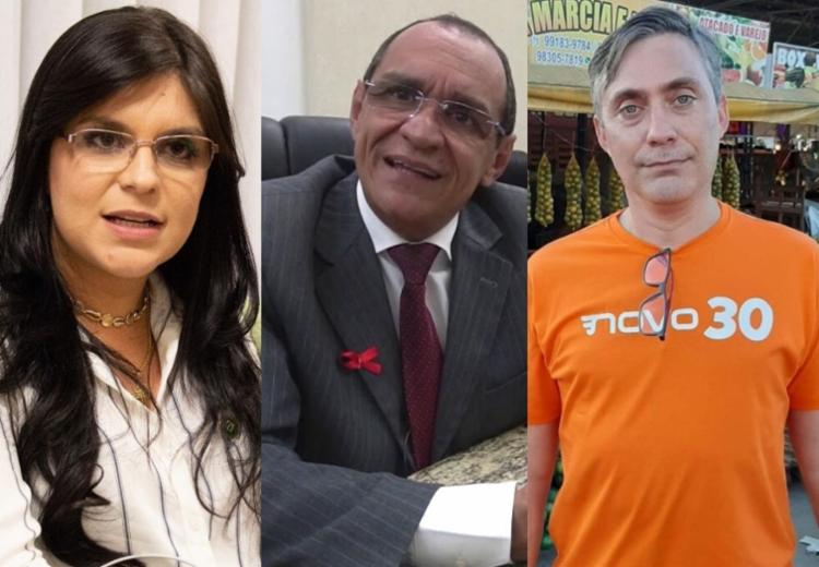 Dayane Pimentel (PSL), Beto Tourinho (PSB), Carlos Medeiros (Novo) estão empatados - Foto: Divulgação Dayane Pimentel (PSL), Beto Tourinho (PSB), Carlos Medeiros (Novo) estão empatados - Foto: Divulgação
