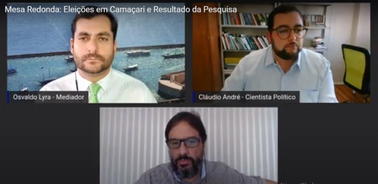 Bate-papo contou com a participação do cientista político Cláudio André e do estatístico especialista em marketing político Zeca Martins, e mediação do jornalista Osvaldo Lyra | Foto: Reprodução | YouTube - Foto: Reprodução | YouTube Bate-papo contou com a participação do cientista político Cláudio André e do estatístico especialista em marketing político Zeca Martins, e mediação do jornalista Osvaldo Lyra | Foto: Reprodução | YouTube - Foto: Reprodução | YouTube