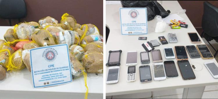 Foram encontrados 5 kg maconha, cerca de meio quilo de cocaína, 60 pacotes de fumo e 17 celulares | Foto: Divulgação | SSP - Foto: Divulgação | SSP Foram encontrados 5 kg maconha, cerca de meio quilo de cocaína, 60 pacotes de fumo e 17 celulares | Foto: Divulgação | SSP - Foto: Divulgação | SSP